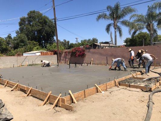 Finishing concrete on ADU