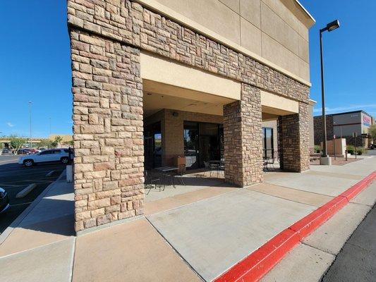 Side entrance and outdoor patio near Costco