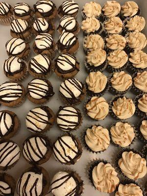 Mini s'mores and chocolate caramel cupcakes