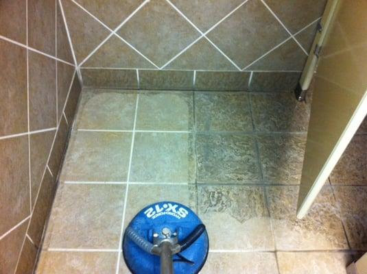 Tile grout and stone cleaning. Sealer application available too