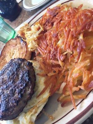 Sausage egg biscuit with hashbrowns