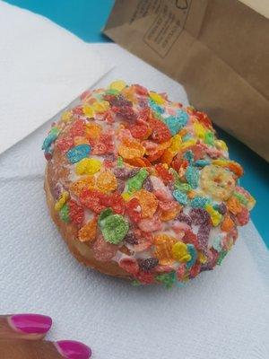 fruity pebble donut (cereal was soggy)