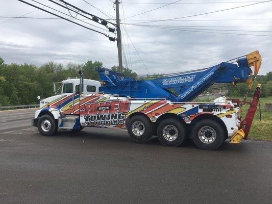 Our newest and biggest wrecker. The 88+ ton can pick almost anything up!