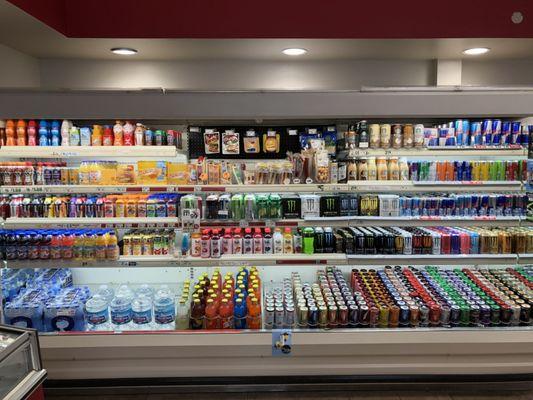 Just one of the many coolers filled with refreshing drinks and snacks.