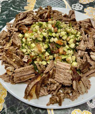 Beef shwarma with Iraqi salad