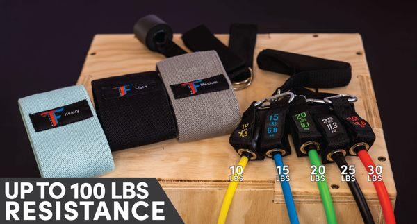 Cloth Non-Slip Loop Bands for Leg Workouts & Long Handle Resistance Bands for Total-Body Workouts