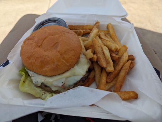 Angus 8oz Cheeseburger, which comes with fries along with other topics of your choice.