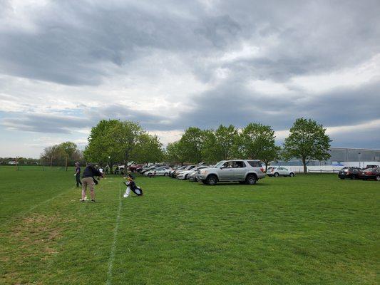 Parking area, marked off area for playing