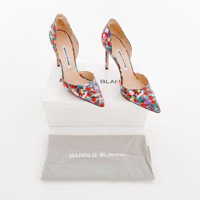 Manolo Blahnik Tayler 105mm D'Orsay Pumps in Multicolor Print