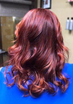 Balayage on red hair