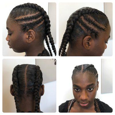 Cornrows with side braids