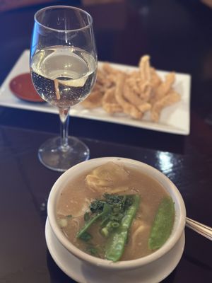 Calamari and wonton soup