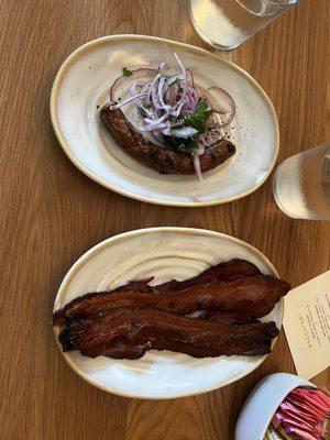 Side of bacon and side of lamb sausage - bacon was fantastic