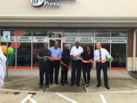 Ribbon Cutting at the Minuteman Press Missouri City, TX on April 13, 2019