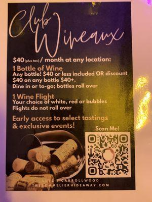 You cal also join the wine club. Lots of benefits to joining.