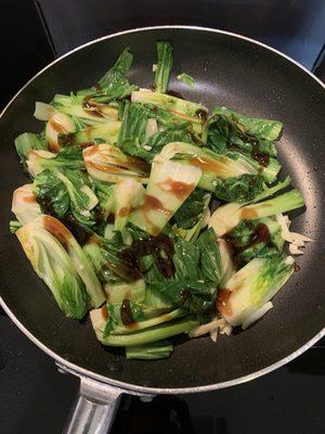 Bok Choi stirred fry with gluten free oysters sauce