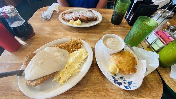 Chicken fried steak and French toast