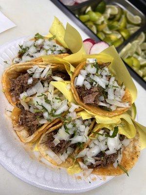 5 tacos de Birria con todo