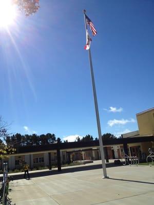 Front of campus, flagpole