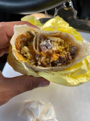 Steak breakfast burrito