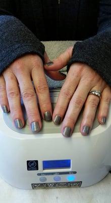 Grey is so in this Fall!  Loving the gel!  Laccato only uses an LED light!  Safe gel application.