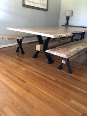 Oak slab table