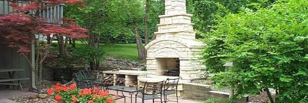 Outdoor fireplace landscaping ames iowa