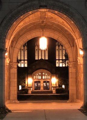 Peering into U of Michigan's Law Quad.