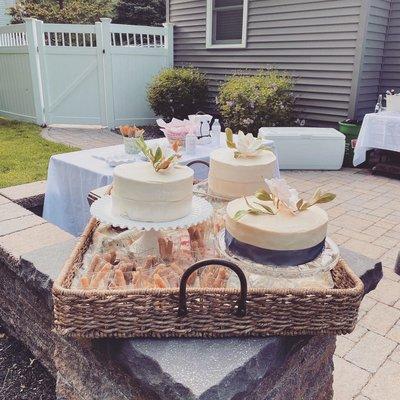 Dessert Bar with Wedding Cake flavor voting (Dulce de Leche filling won!)