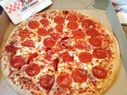 Little Caesars Pizza. Decent $5 Hot-n-ready pizza!