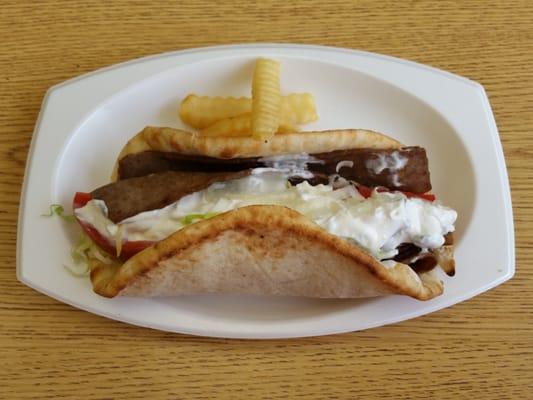 $6.49 Lamb Gyro - 3 Stars - Rather average gyro with pre-processed Kronos brand style meat.