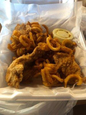 Chicken strips and curly fries