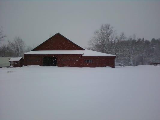 2010: Early morning snow storm view from behind the barn