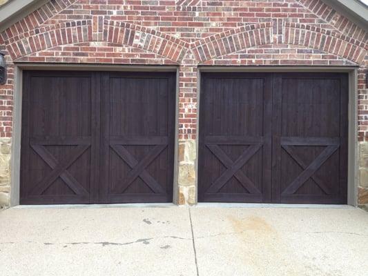 Beautiful stained cedar overlay doors!