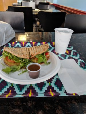 Pretty dine in tray with complimentary iced water