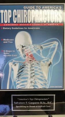 Dr Salvatore Gasparre B.Sc,D.C.was Voted  " Americas Top Chiropractor" by Consumers research council of America