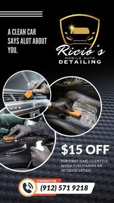 Get $15 off when booking an interior detail.