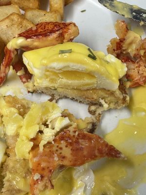 Lobster Benedict, egg over-cooked