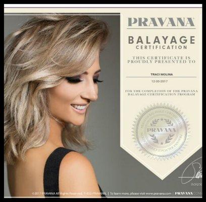 certification with Pravana for Balayage and highlights