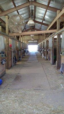 The inside of the barn