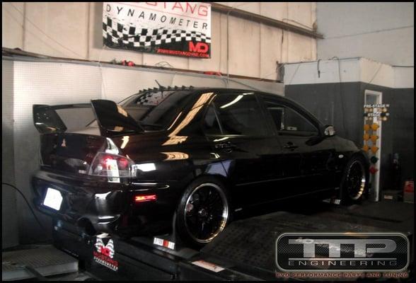 Customer Mitsubishi Lancer Evolution getting ECU reflashed by Pro Tuner Scott Davis.