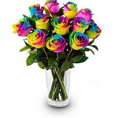 "Rainbow Roses" - A Unique Arrangement For Those Who Dare To Be Different This Valentines Day.