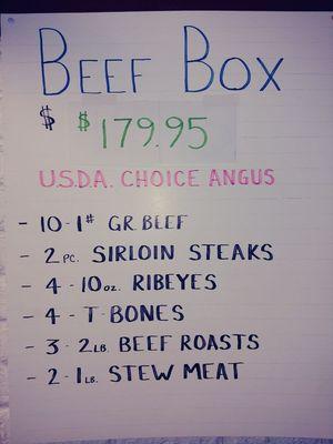 ALL BEEF meat box option (cut fresh to order)