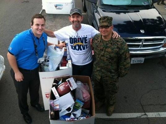 Helping Toys for Tots with Chargers & Marines