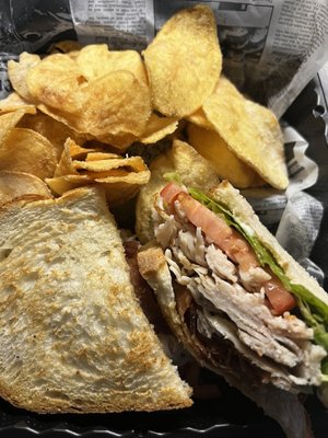 Turkey BLT club with chips