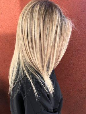 Blonde Highlights with Ashy Shadow Root