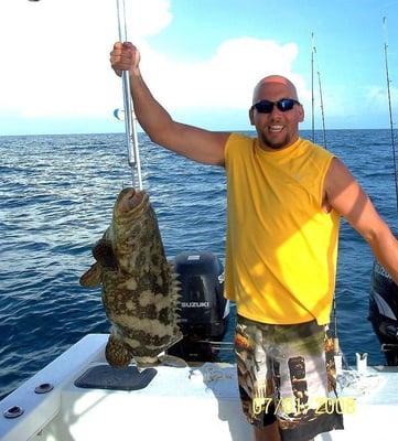 A "baby" Goliath grouper quickly returned