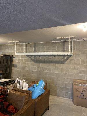 Installed a ceiling rack for added storage