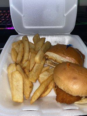 chicken sandwich with fries