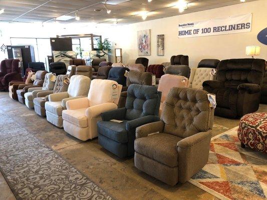 We have over 100 Recliners in stock at all times guaranteed!